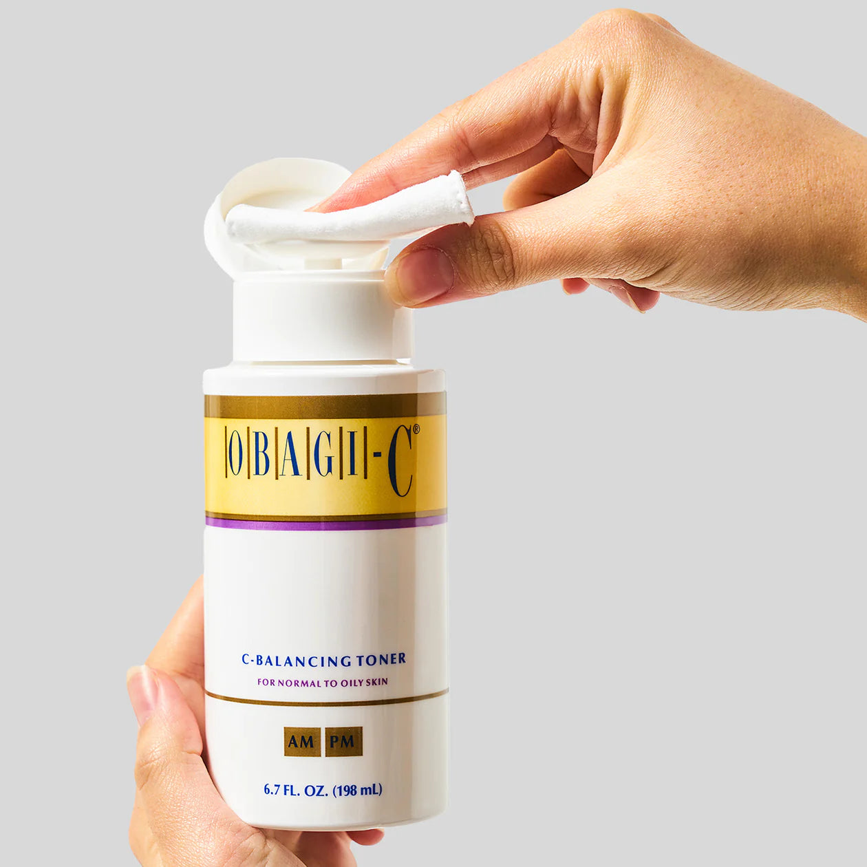 Obagi-C C-Balancing Toner on cotton pad by obagiphilippines.com